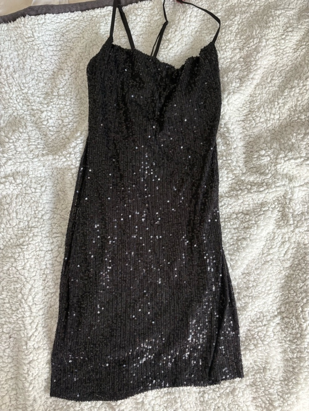 Black Sequin Slip Dress - Elegant Spaghetti Strap